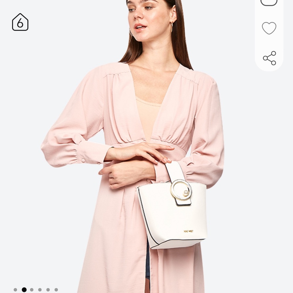 Nine West white pearl bucket bag